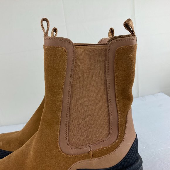 NEW Sam Edelman Womens Sz 8.5 Lulia Brown Suede Chelsea Chunky Heel Platform - Picture 4 of 12